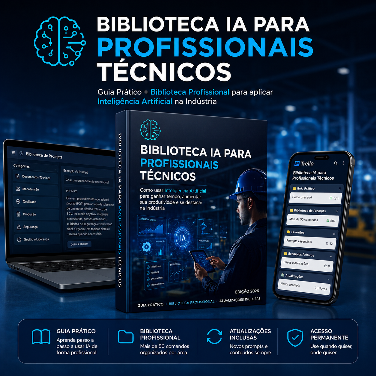 Capa de Vendas - Biblioteca IA para Profissionais Técnicos